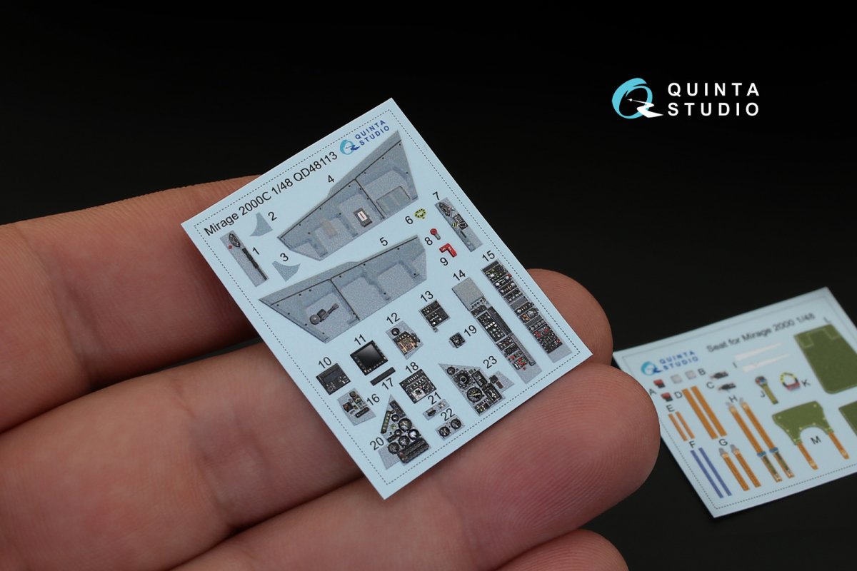 Intérieur imprimé en 3D et coloré sur papier décalcomanie Quinta Studio QD48113 Mirage 2000C (pour kit Kinetic) 1/48  – image 3