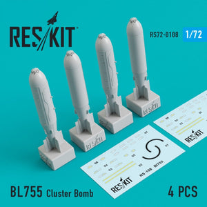 RESKIT RS72-0108 BL755 CLUSTER BOMBS (4 PCS) 1/72