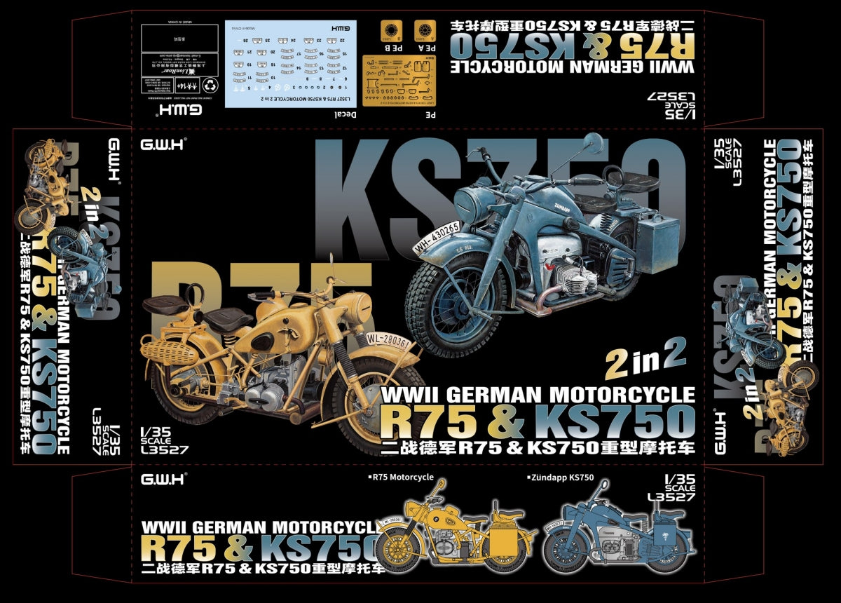 Great Wall Hobby L3527 WWII German Motorcycle R75 &amp;amp; KS750 2 in 2 1/35 – Bild 6