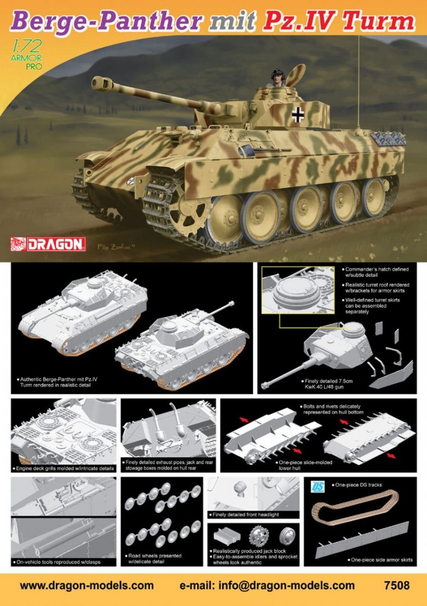 Dragon 7508 Berge-Panther mit Pz.Kpfw.IV Turm 1/72 – imagen 2