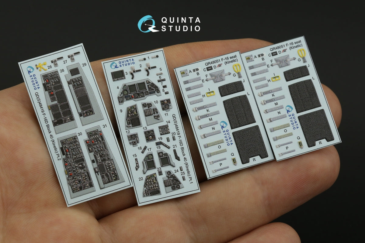 Quinta Studio QD48419 F-16D block 40 3D-Printed &amp;amp; coloured Interior on decal paper (Kinetic 2022 tool) 1/48 – imagen 4