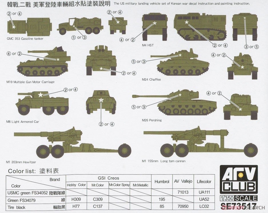 AFV Club SE73517 Coffret de véhicules de débarquement américains de la guerre de Corée et de la Seconde Guerre mondiale, échelle 1/350  – image 2