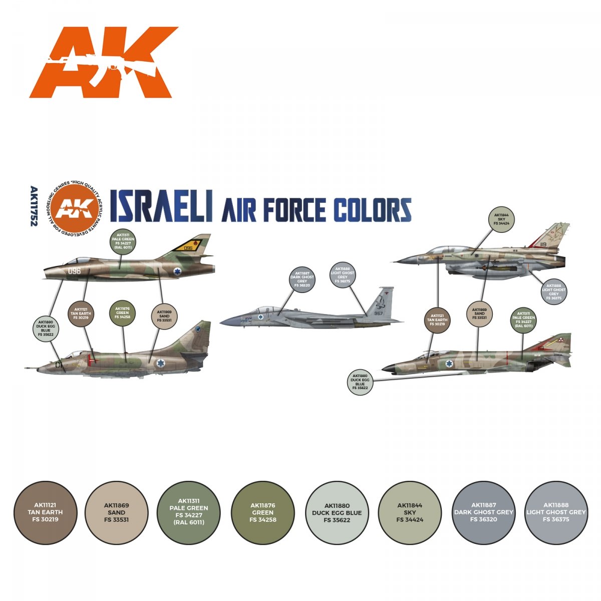 AK Interactive AK11752 Couleurs de l&amp;#39;armée de l&amp;#39;air israélienne 8 x 17 ml – image 2