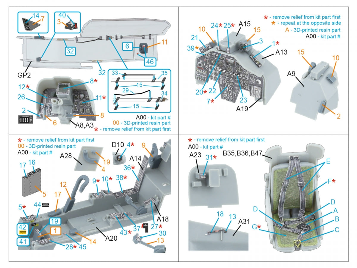 Quinta Studio QD+35153 AH-1W 3D-Printed &amp;amp; coloured Interior on decal paper (Trumpeter) (with 3D-printed resin parts) 1/35 – zdjęcie 2