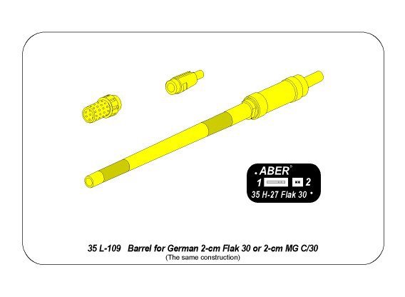 Aber 35L-109 German 2cm gun barrel for Flak 30 or MG C/30 1/35 – imagen 12