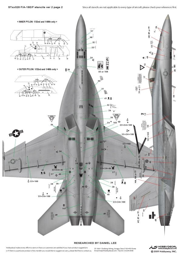 HobbyDecal ST48028V2 F/A-18E/F Stencils ver 2 1/48 – Bild 3
