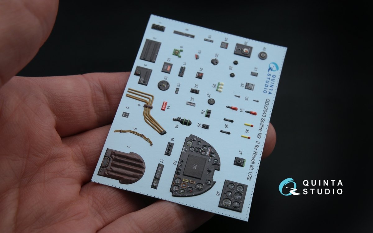 Quinta Studio QD32043 Spitfire Mk. II 3D-Printed &amp;amp; coloured Interior on decal paper (for Revell kit) 1/32 – imagen 3