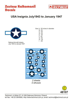 Techmod 48107 Insignes des États-Unis, juillet 1943 à janvier 1947 (1/48) – image 2