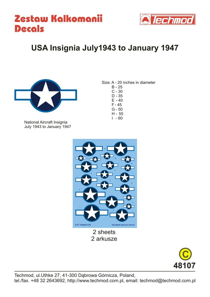Techmod 48107 Insignes des États-Unis, juillet 1943 à janvier 1947 (1/48) – image 2