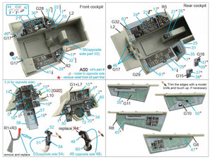 Quinta Studio QD32098 F-14A 3D-Printed &amp;amp; coloured Interior on decal paper ( Trumpeter ) 1/32 – immagine 2