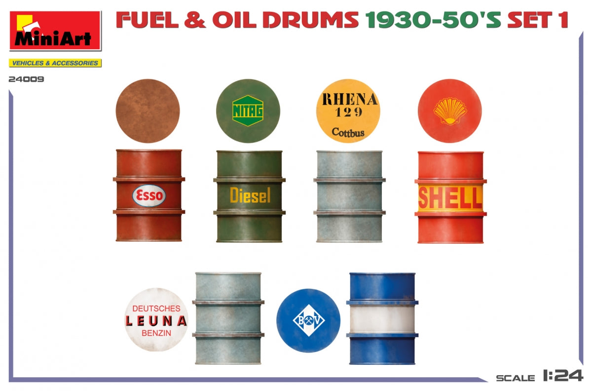 MiniArt 24009 FUEL OIL DRUMS 1930-50’S SET 1. GERMAN TYPE 1/24 – zdjęcie 3