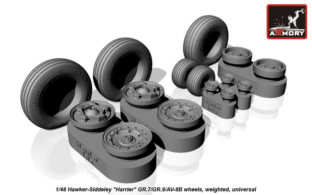 Armory Models AW48405 Hawker-Siddeley Harrier GR.7/GR.9/AV-8B wheels w/ weighted tyres 1/48 – imagen 2