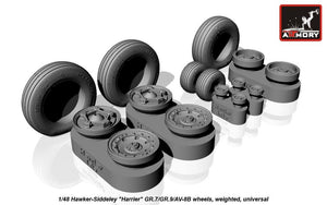 Armory Models AW48405 Hawker-Siddeley Harrier GR.7/GR.9/AV-8B wheels w/ weighted tyres 1/48 – imagen 2