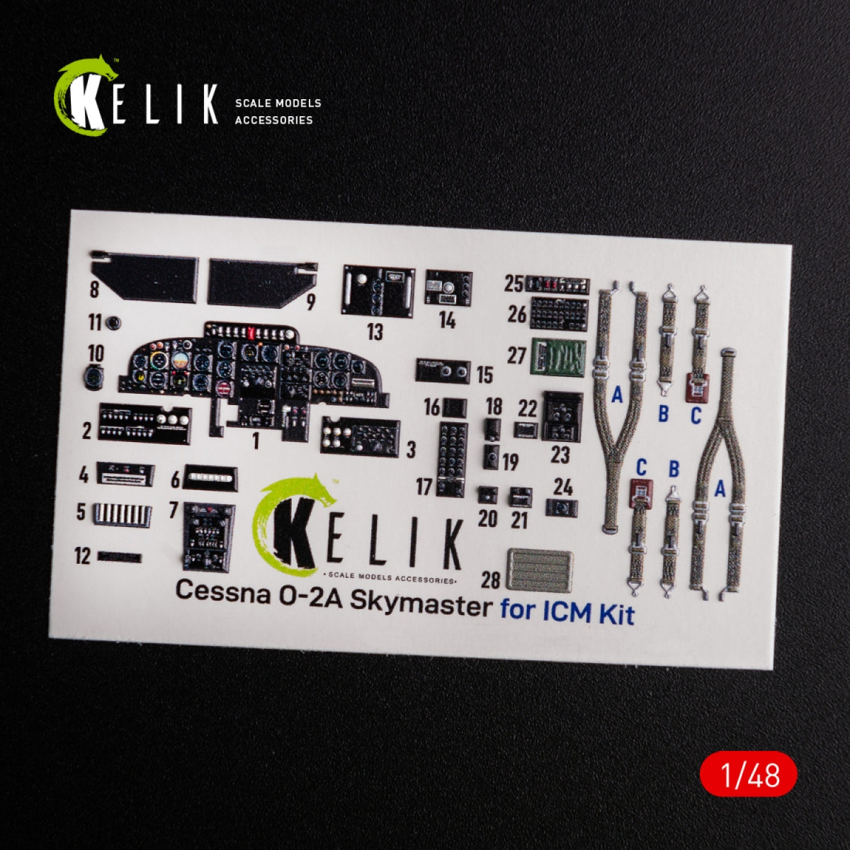 KELIK K48079 O-2A Skymaster interior 3D decals small version for ICM kit 1/48 – imagen 2