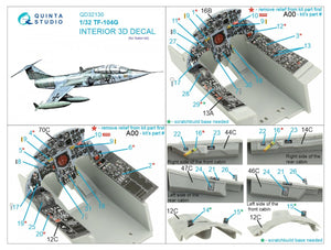 Quinta Studio QD32130 TF-104G 3D-Printed &amp;amp; coloured Interior on decal paper (Italeri) 1/32 – imagen 2