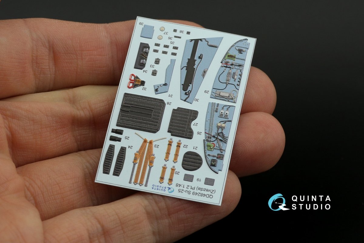 Quinta Studio QD48249 Su-25 3D-Printed &amp;amp; coloured Interior on decal paper (Zvezda) 1/48 – immagine 9
