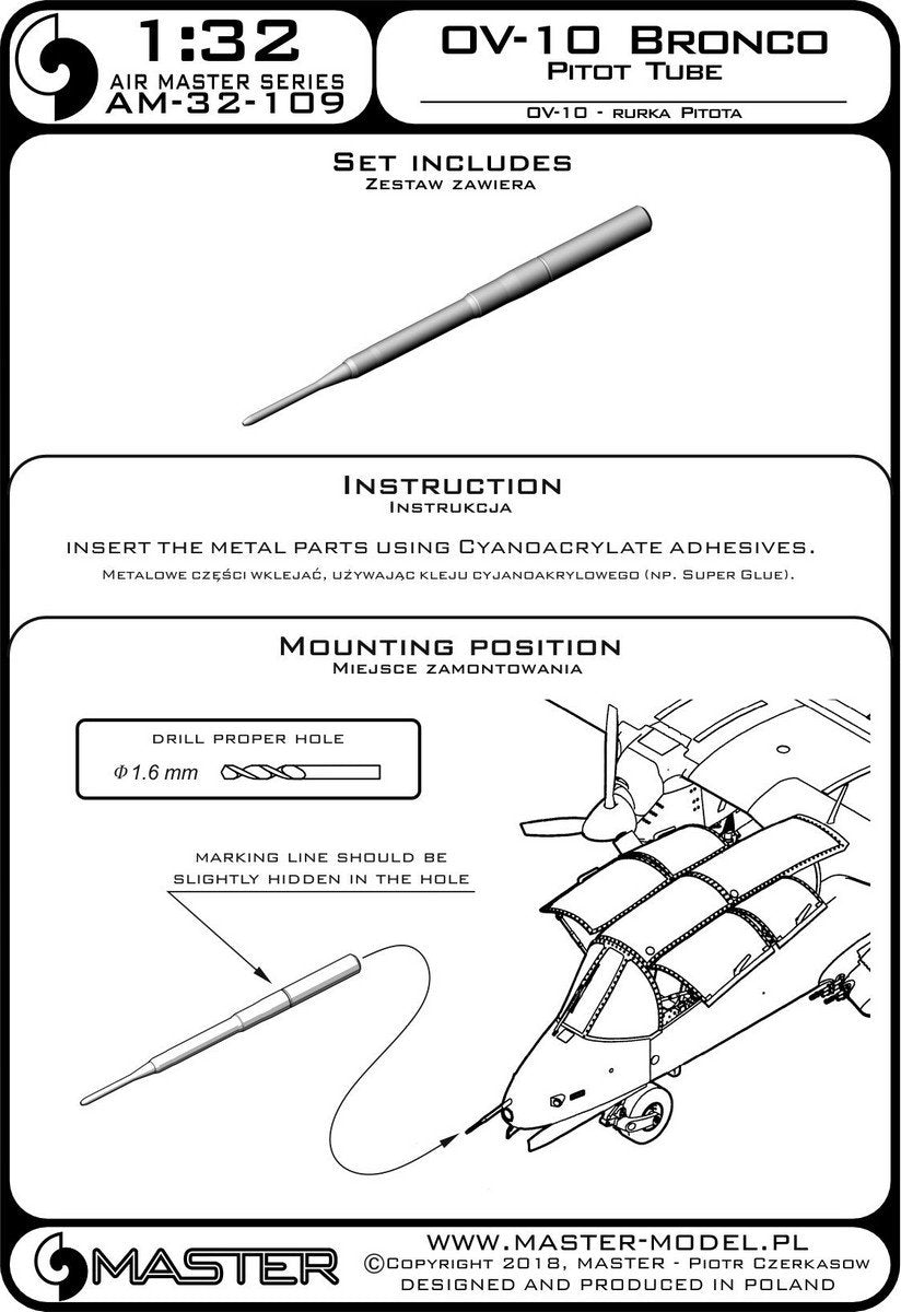 Master AM-32-109 OV-10 Bronco – Rurka Pitota 1/32 – immagine 3