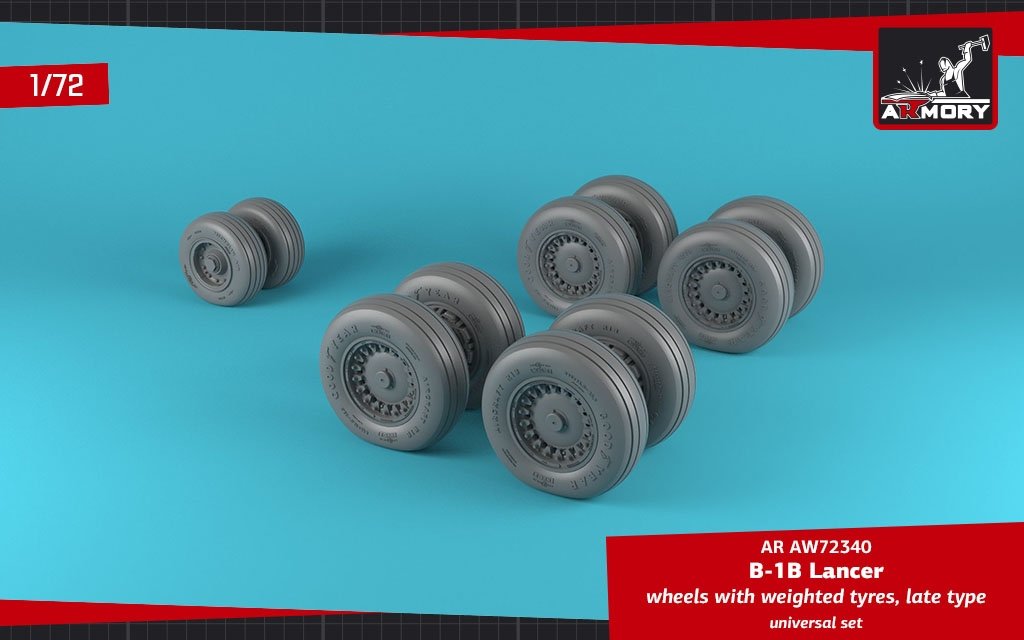 Armory Models AW72340 B-1B Lancer wheels w/ weighted tires, late 1/72 – imagen 2