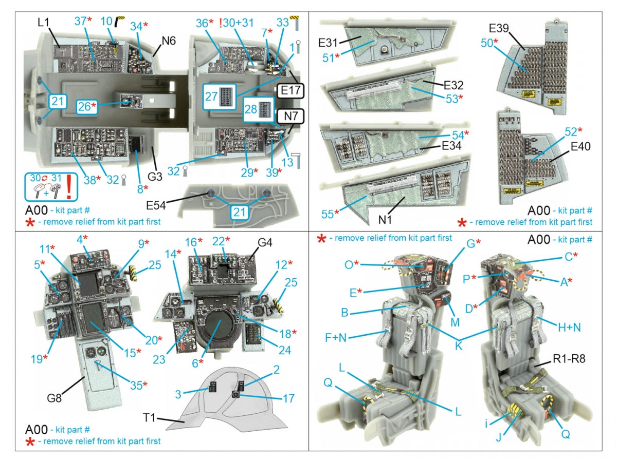 Quinta Studio QD48395 F-14A 3D-Printed &amp;amp; coloured Interior on decal paper (Hobby Boss) 1/48 – immagine 2