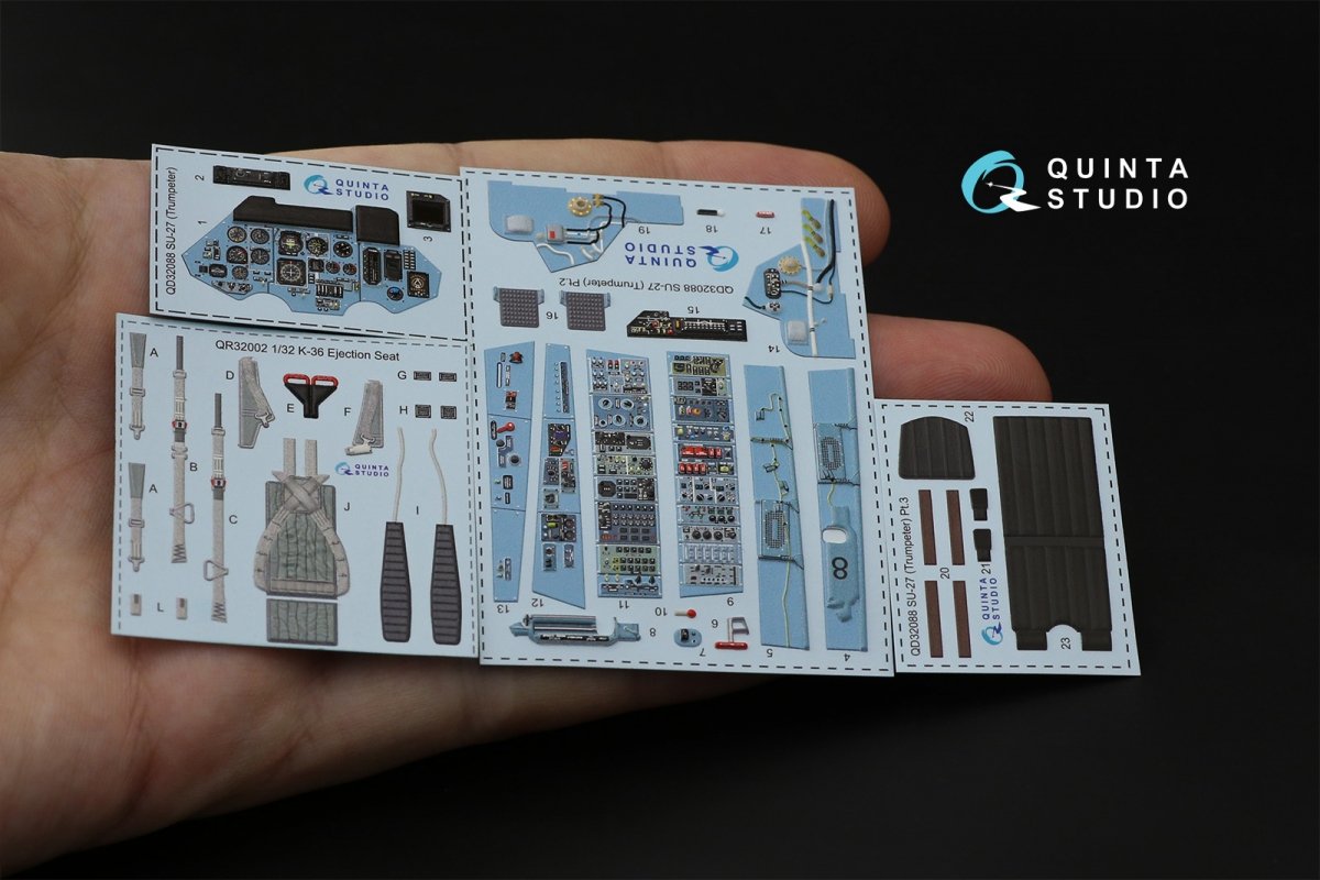 Quinta Studio QD32088 Su-27 3D-Printed &amp;amp; coloured Interior on decal paper (Trumpeter) (full version) 1/32 – imagen 11