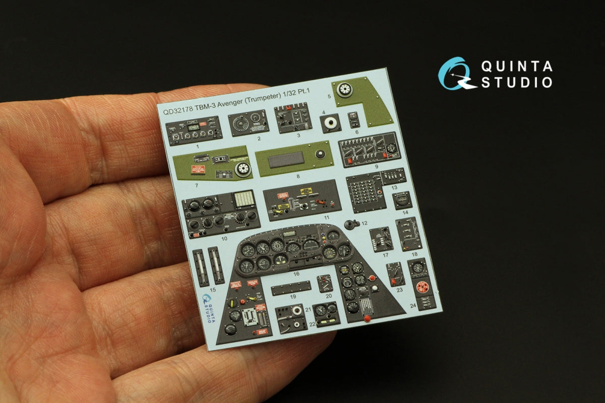 Quinta Studio QD32178 TBM-3 Avenger 3D-Printed coloured Interior on decal paper (Trumpeter) 1/32 – imagen 4