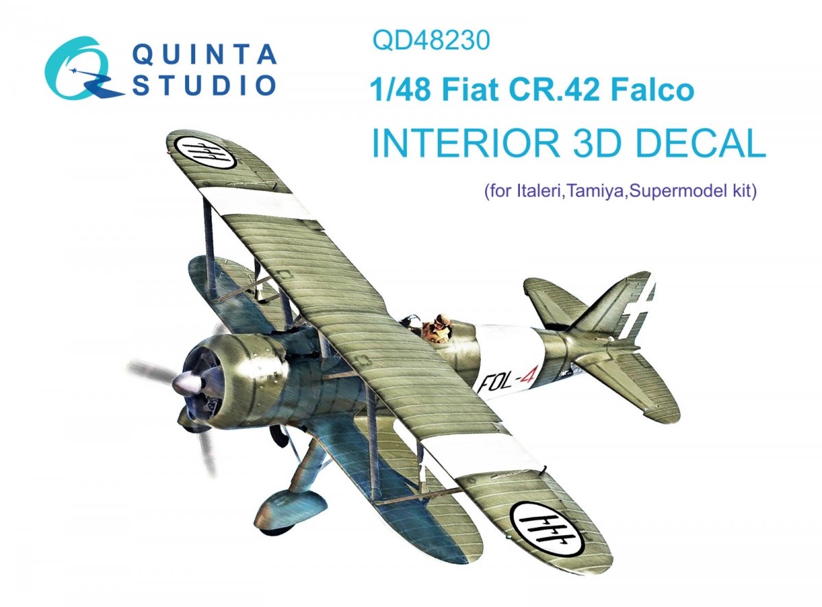 Quinta Studio QD48230 Fiat CR.42 3D-Printed &amp;amp; coloured Interior on decal paper (Italeri) 1/48