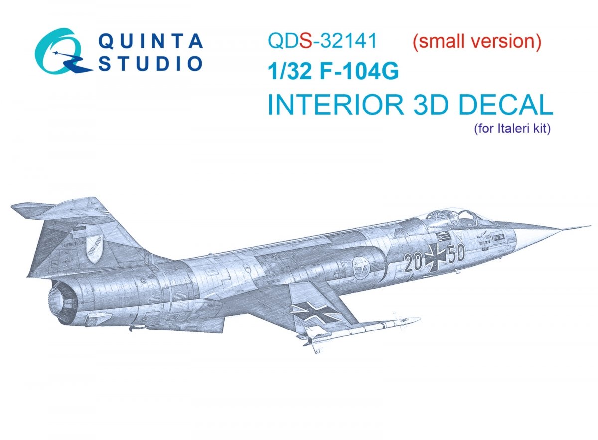 Quinta Studio QDS-32141 F-104G 3D-Printed &amp; colored Interior on decal paper (Italeri) (small version) 1/32
