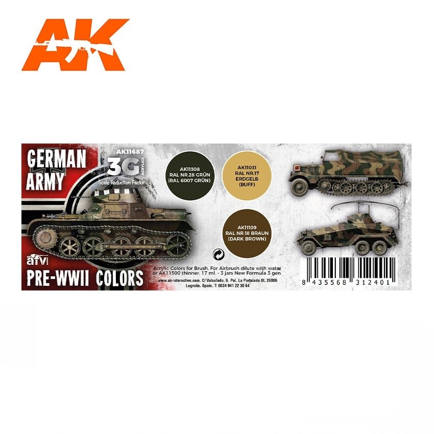 AK Interactive AK11687 3G GERMAN ARMY PRE-WWII COLORS 3x17 ml – imagen 2