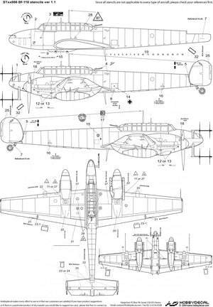 HobbyDecal ST48006V2 Bf-110 Stencils ver 1 1/48 – zdjęcie 2