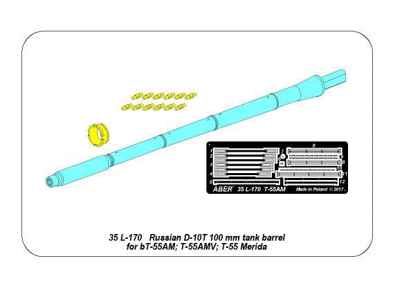 Aber 35L-170 Russian D-10T 100mm tank Barrel for T-55AM; T-55 AMV or T-55 Merida 1/35 – imagen 19