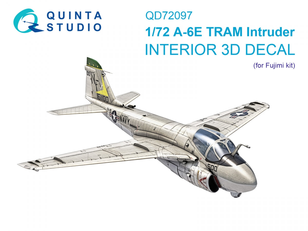 Quinta Studio QD72097 A-6E TRAM Intruder 3D-Printed & coloured Interior on decal paper (Fujimi) 1/72