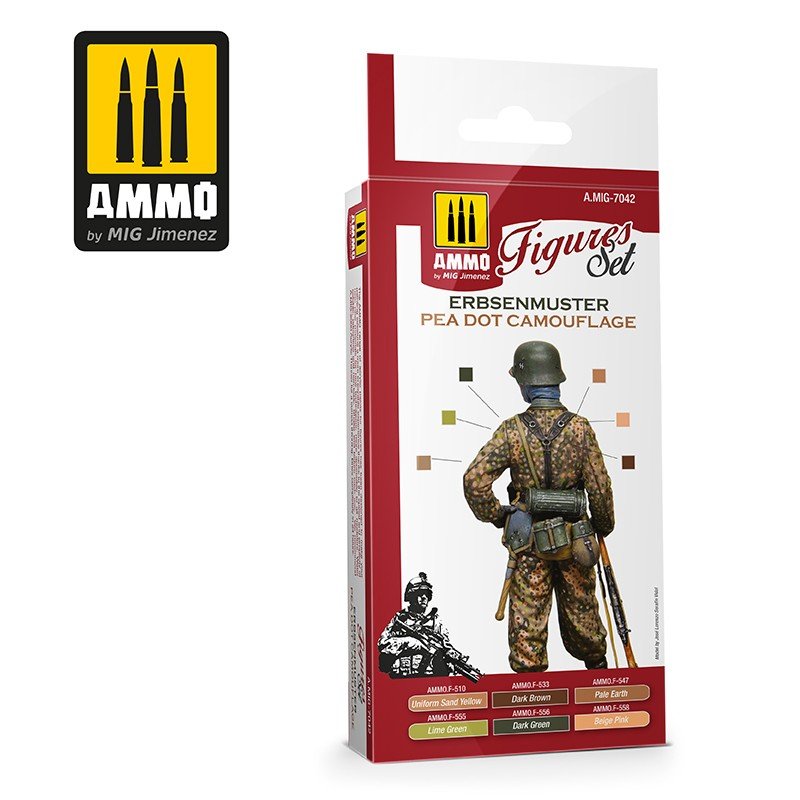AMMO of Mig Jimenez 7042 Erbsenmuster Pea Dot Camouflage Figures Set Set 6x17ml – imagen 2