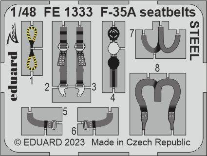 Ceintures de sécurité Eduard FE1333 F-35A en acier Tamiya 1/48