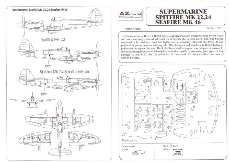AZ Model AZ7353 Supermarine Spitfire Mk.22 Special 1/72 – zdjęcie 6