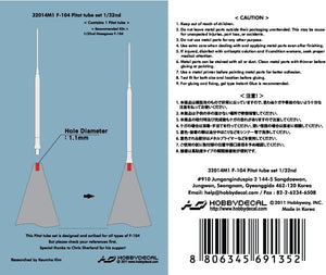 HobbyDecal MT32014V1 F-104 Pitot tube set 1/32 – imagen 3