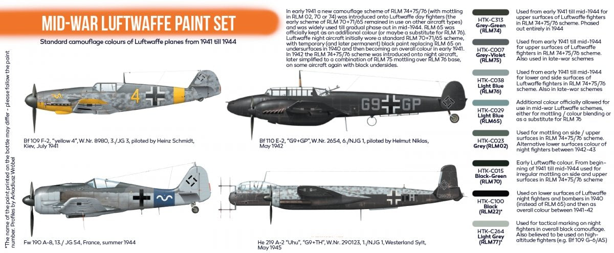 Hataka Hobby HTK-CS110 Mid-War Luftwaffe Paint Set (8x17ml) – immagine 3