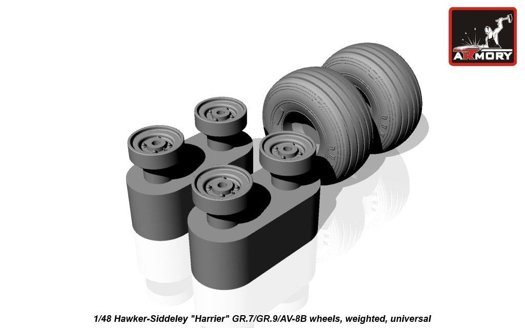Armory Models AW48405 Hawker-Siddeley Harrier GR.7/GR.9/AV-8B wheels w/ weighted tyres 1/48 – imagen 8
