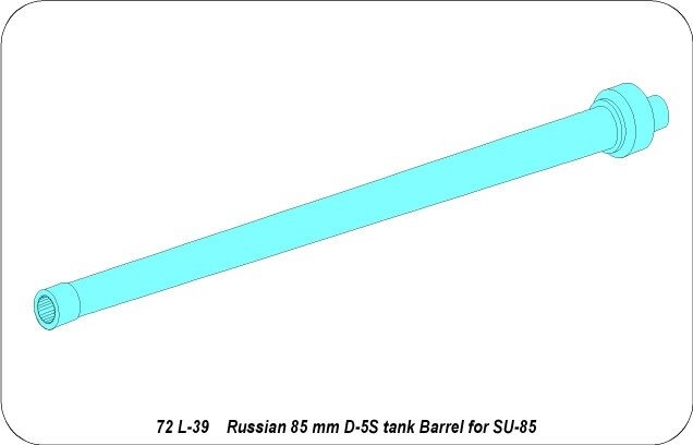 Aber 72L-39 Lufa 85 mm D-5S do radzieckiego działa pancernego SU-85 / Russian 85 mm D-5S tank barrel for tank destroyer SU-851 /72 – imagen 7