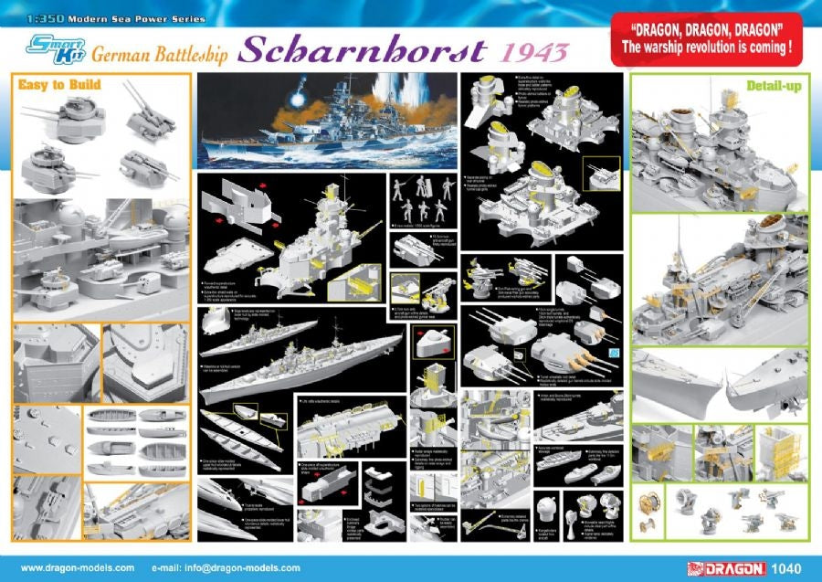 Dragon 1036 German Battleship Scharnhorst 1941 1/350 – imagen 2