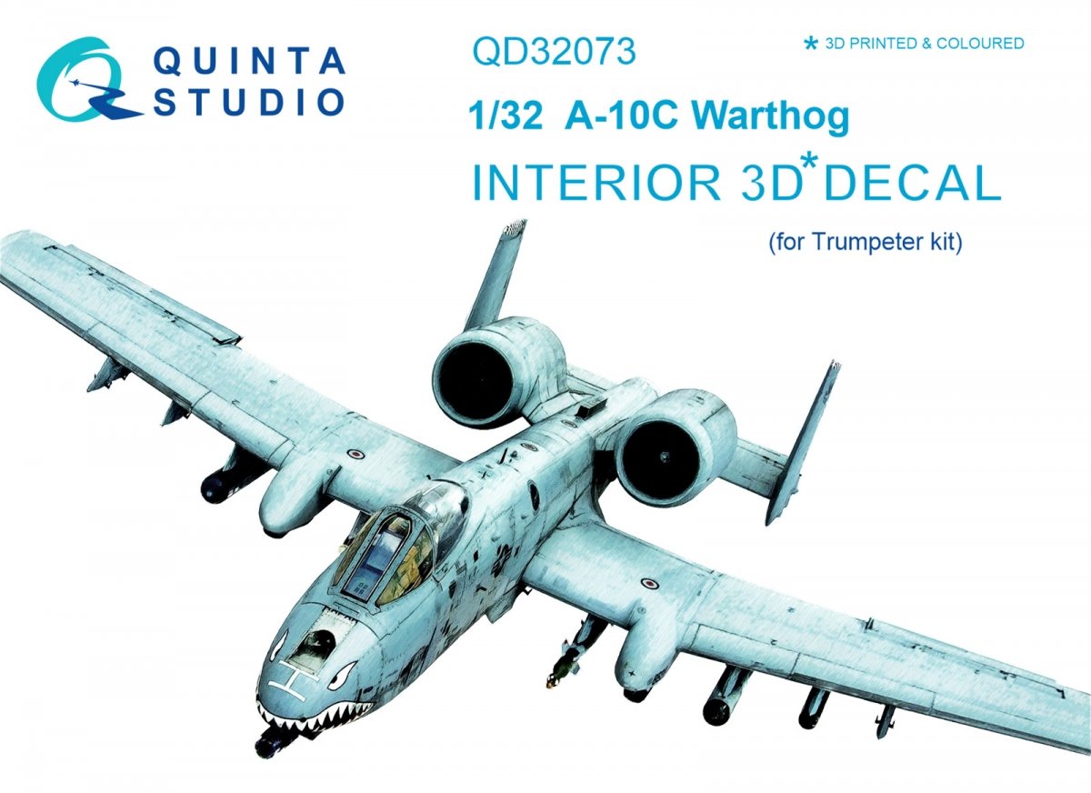 Intérieur imprimé en 3D et coloré sur papier décalcomanie Quinta Studio QD32073 A-10C (pour maquette Trumpeter) 1/32