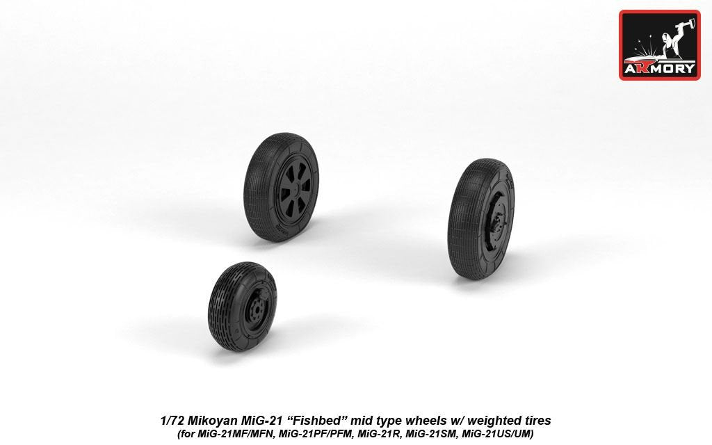 Armory Models AW72049 Mikoyan MiG-21 Fishbed wheels w/ weighted tires, mid 1/72 – Bild 2