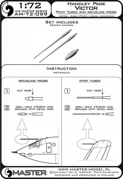Master AM-72-099 Handley Page Victor - Pilot Tubes and Refueling Probe Boom 1/72 – imagen 4