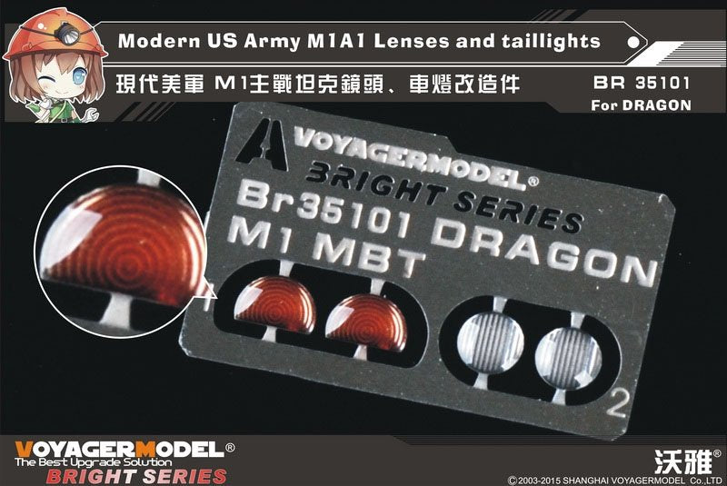 Lentilles et feux arrière Voyager Model BR35101 pour M1A1 de l&amp;#39;armée américaine moderne, compatibles avec DRAGON au 1/35