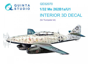 Quinta Studio QD32070 Me 262B1a/U-1 3D-Printed &amp;amp; coloured Interior on decal paper (Trumpeter) 1/32