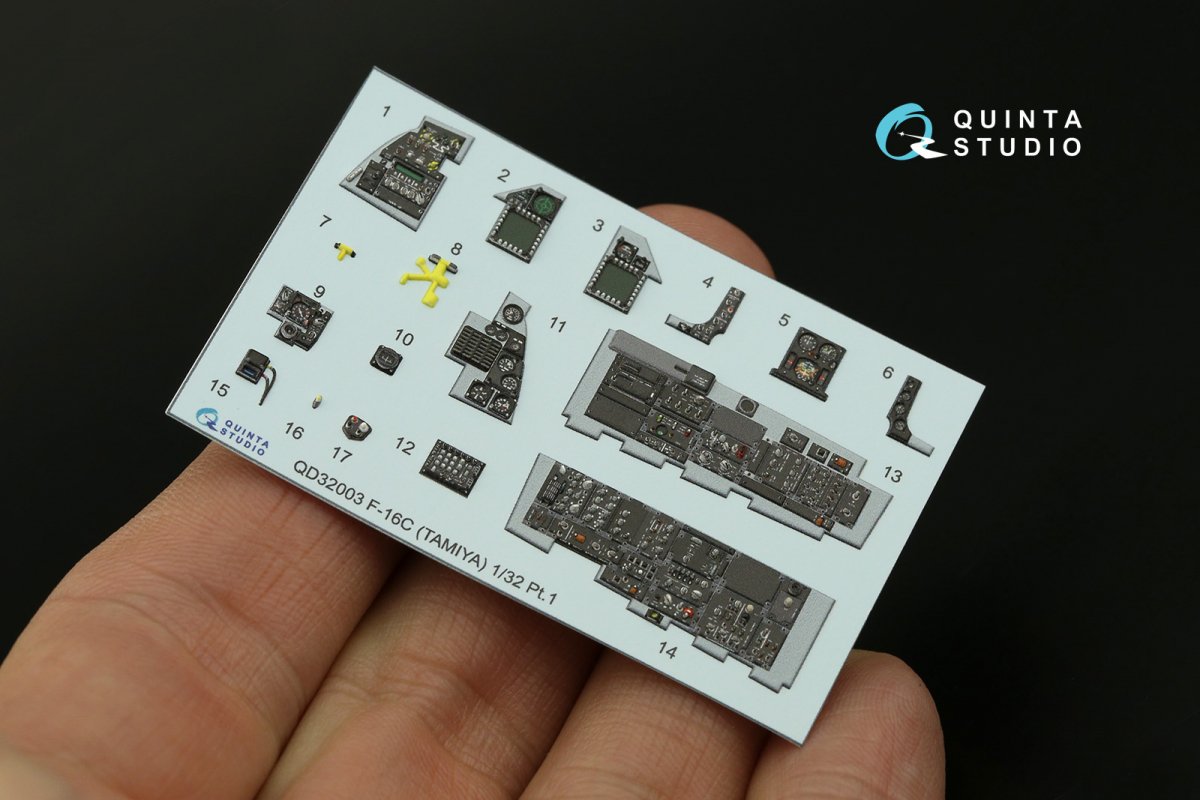 Quinta Studio QDS-32003 F-16C 3D-Printed &amp;amp; coloured Interior on decal paper ( Tamiya ) (small version) 1/32 – imagen 8