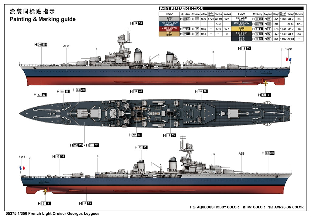 Trumpeter 05375 French Light Cruiser Georges Leygues 1/350 – imagen 4