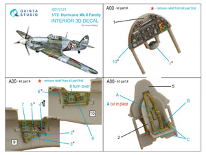 Quinta Studio QD72121 Hurricane Mk.II family 3D-Printed coloured Interior on decal paper (Arma Hobby) 1/72 – immagine 2