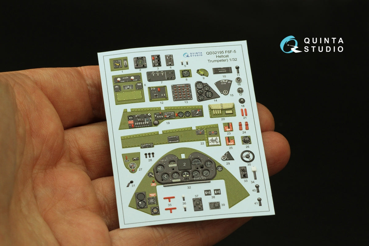 Quinta Studio QD32195 F6F-5 Hellcat 3D-Printed &amp;amp; coloured Interior on decal paper (Trumpeter) 1/32 – imagen 3