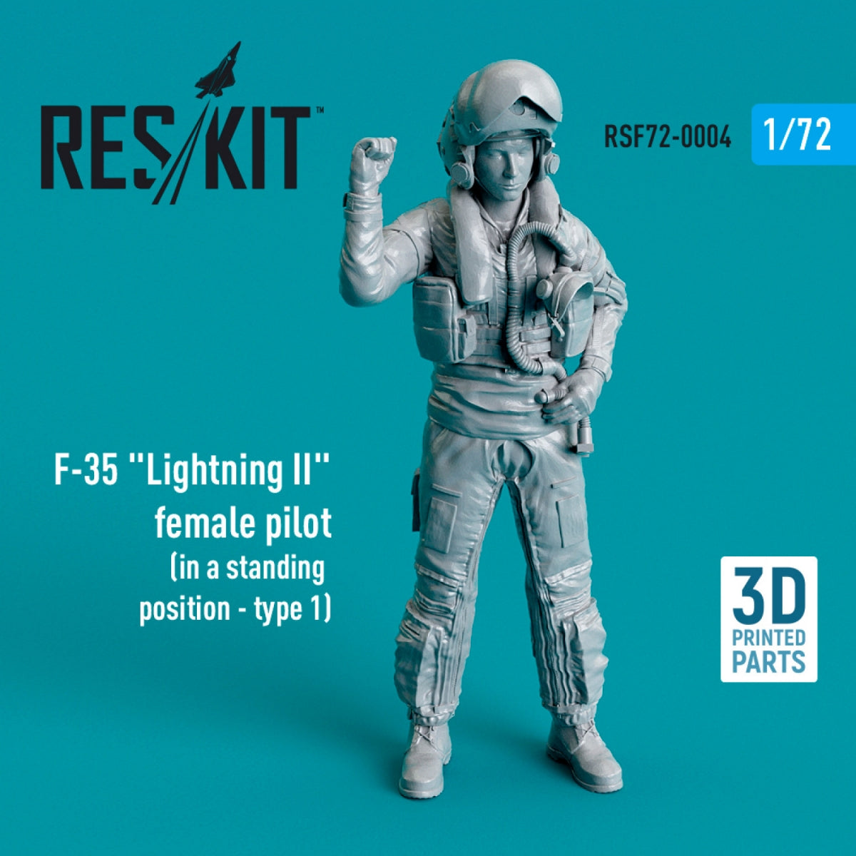 RESKIT RSF72-0004 PILOTE FÉMININE DE F-35 LIGHTNING II (EN POSITION DEBOUT - TYPE 1) (IMPRIMÉE EN 3D) 1/72