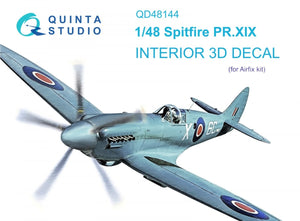 Quinta Studio QD48144 Spitfire PR.XIX 3D-Printed &amp;amp; coloured Interior on decal paper (Airfix) 1/48